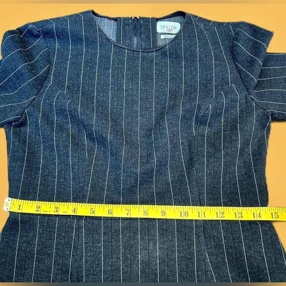 Saylor Black Constance Pinstriped Crewneck Dress w/ 3/4” Ruffled Bell Sleeves, M - Picture 12 of 15